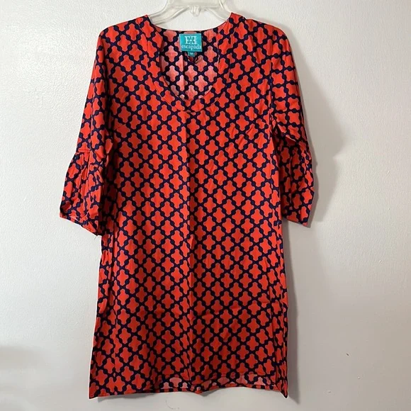 Escapada Orange & Navy 3/4 Bell Sleeve Dress - Picture 2 of 5